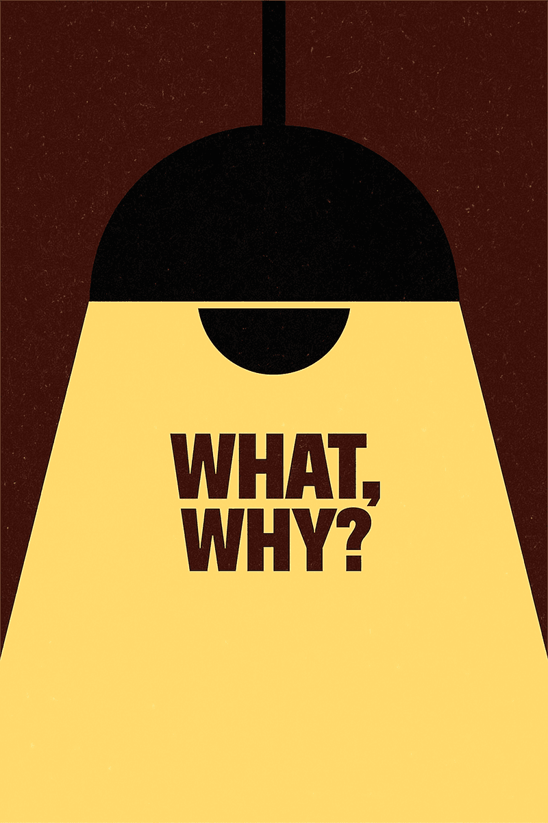 বাতির আলোর নিচে লেখা ‘WHAT, WHY?’